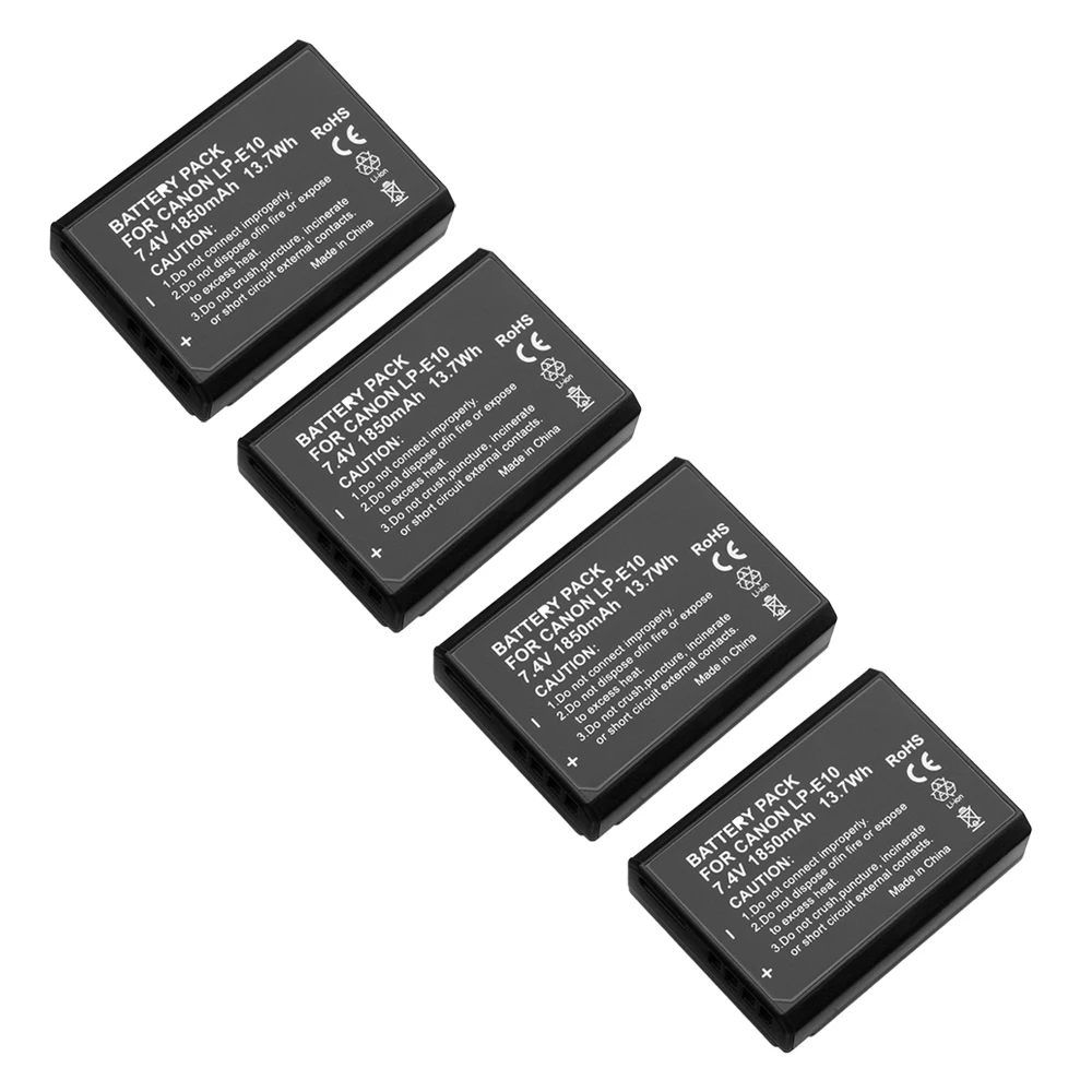 4 pcs Battery YILIZOMANA LP-E10 LPE10 LP E10 Камера Батарея 7,4 V 1850 мА-ч для цифровой однообъективной зеркальной камеры Canon EOS Rebel T3 T5 T6 T7 1100D 1200D 1300D 1500D Камера s - Цвет: 4 pcs Battery