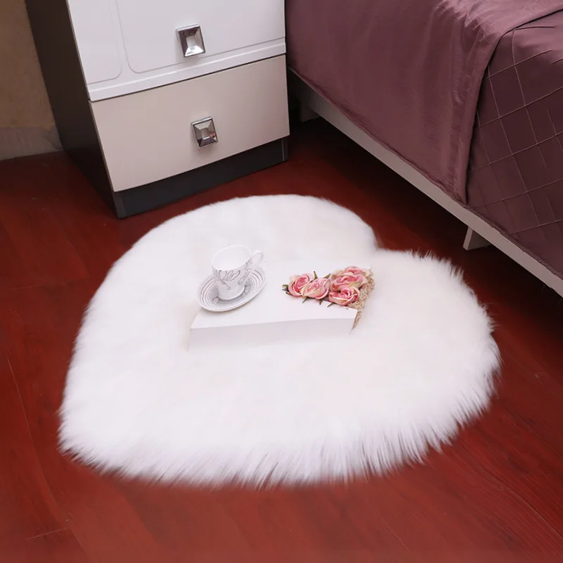 

Fluffy Rugs Heart Anti-Skid Shaggy Area Rug Dining Room Home Bedroom Carpet Floor Mat