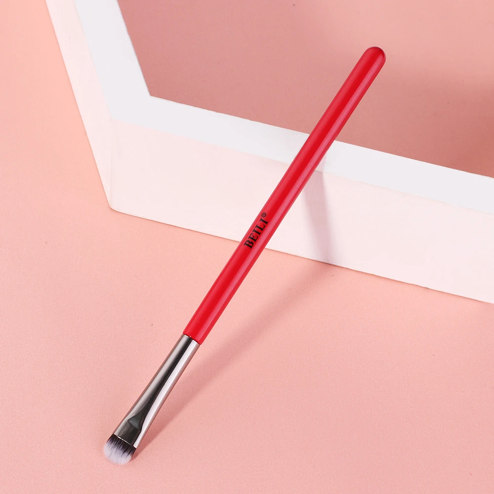 BEILI 1pcs Red Professional Eye Makeup Brushes Natural Goat Hair Eyeshadow brush Blending Eyeliner Detail Make up Brush