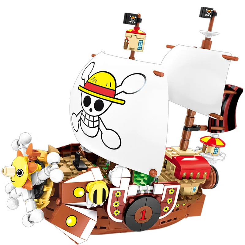 

ONE PIECE Monkey D. Luffy Thousand Sunny Anime Pirate Ship Building Blocks Sets Bricks Classic Model Kids Toys