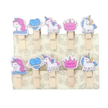 

100PCS Mini Wood Clips Unicorn with Twine Craft Clips Clothespins Photo Pegs for Decoration Display Picture Artwork