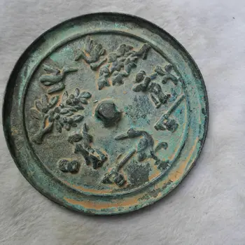 

China old Bronze Old Feng Shui Bronze mirror Figure scene