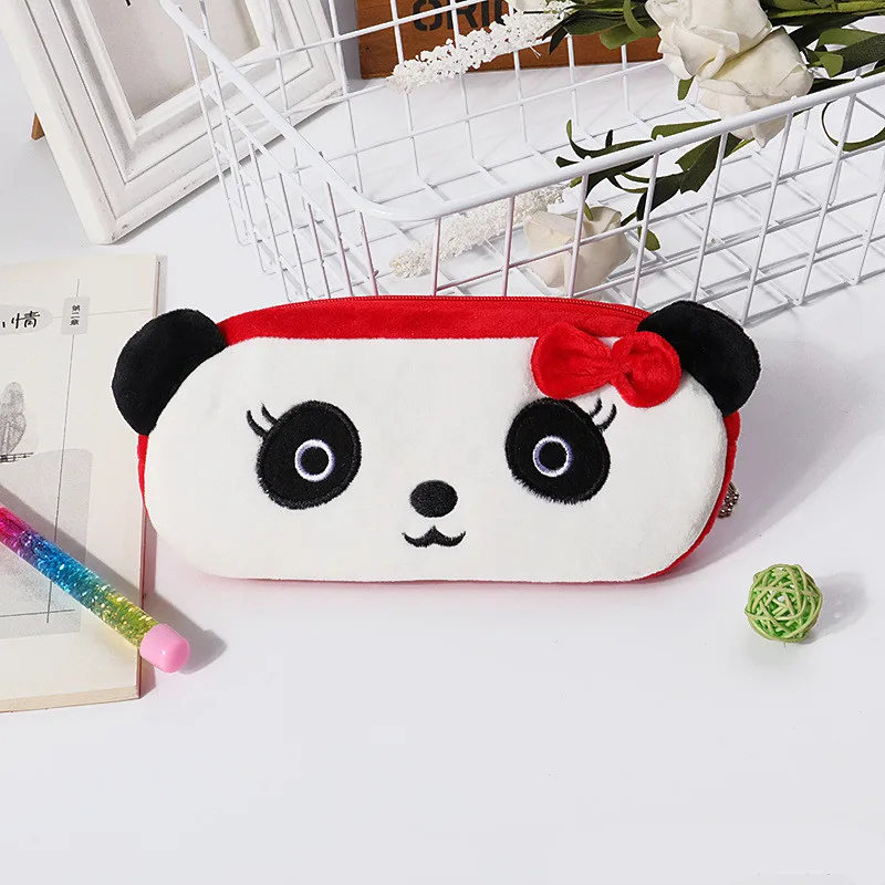 1 шт. Kawaii мультфильм панда пенал карандаш мягкий плюшевый пенал для ручек для карандашей косметичка Сумка Кошелек для монет подарок, школьные принадлежности - Цвет: black white red