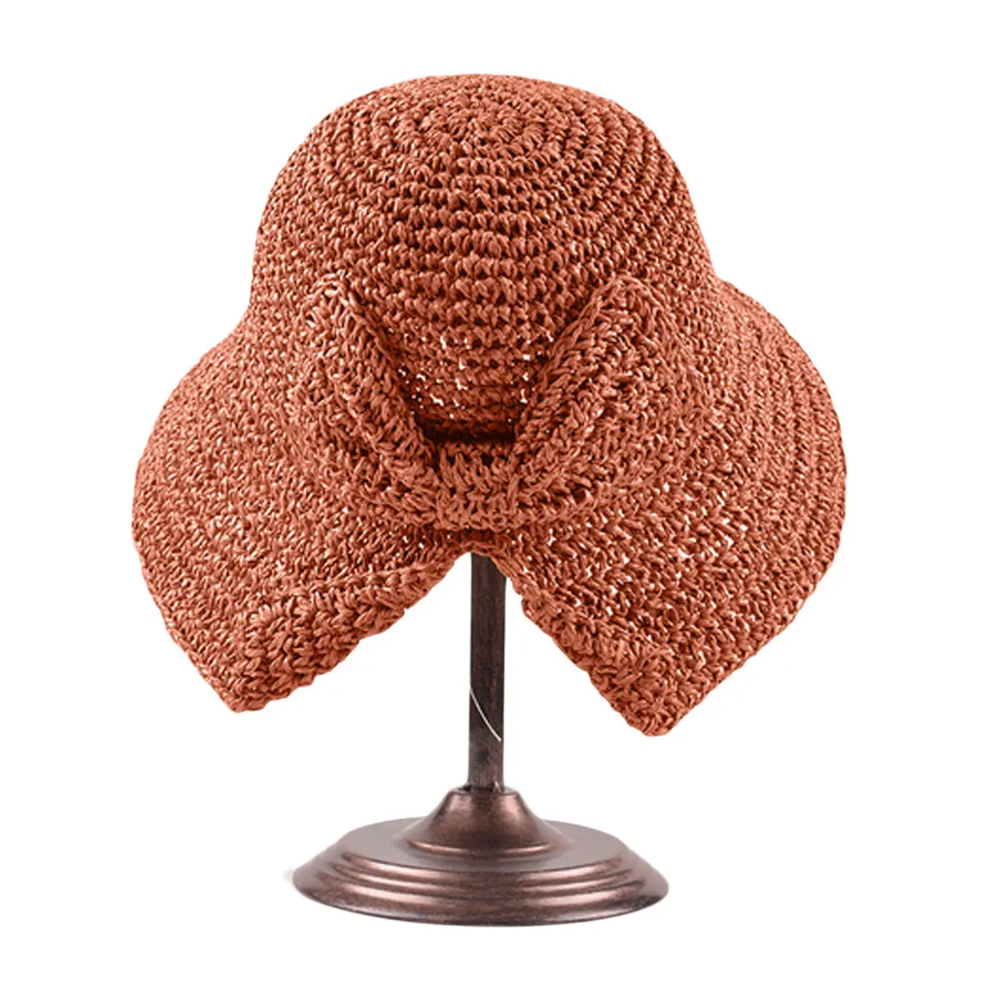 100% Raffia бант шляпа от солнца широкие свисающие поля летние шляпы для женщин Пляжная Панама соломенный котелок, Панама шляпа Femme