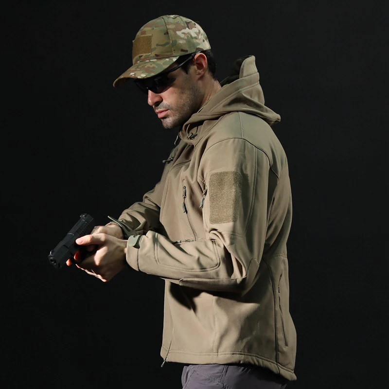 Men Woodland Digital Camouflage Jackets Outdoor Waterproof Windproof Coats Military Warm Fleece Tactical Softshell Jacket