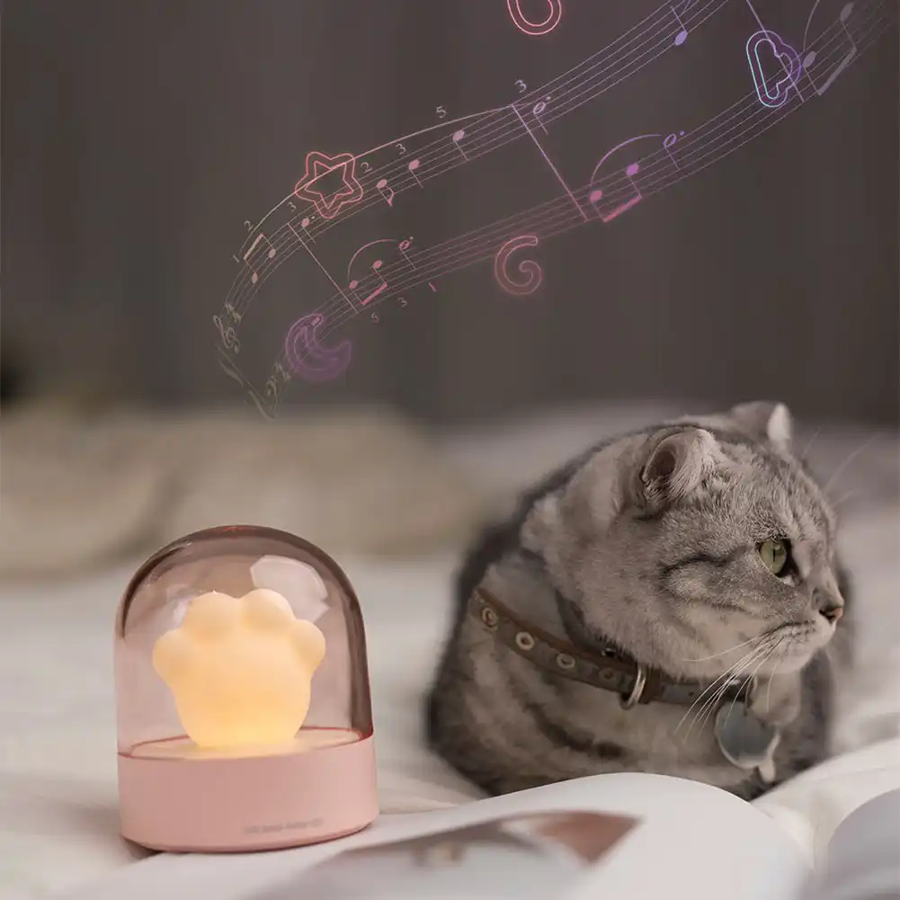 cute cat paw musical night light adjustable led lights cats paw