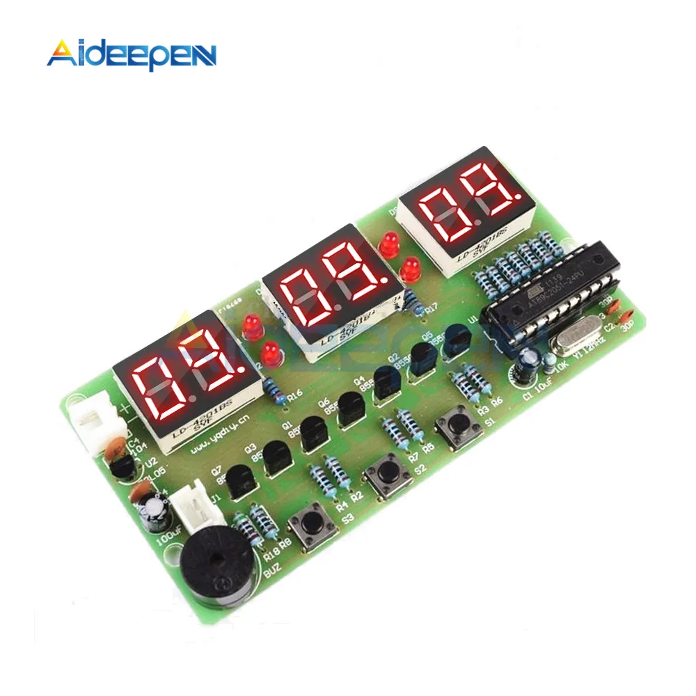 

C51 Digital Electronic Clock DIY Kits 6 Digit Electronic Parts LED Digital Timer Module for Alarm Countdown Clock Stopwatch 12V