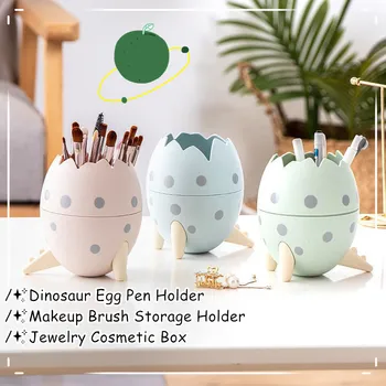

Cute Dinosaur Egg Decoration Makeup Brush Storage Holder Eyebrow Pencil Organizer Storage Jewelry Cosmetic Box Desk Pen Holder