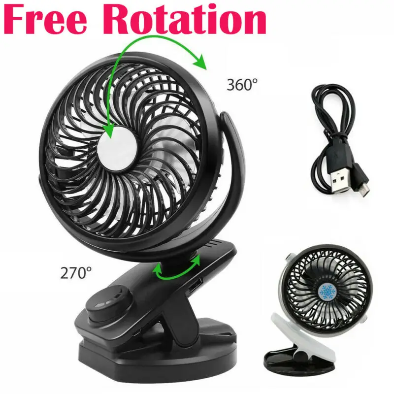 

Mini USB Rechargeable Battery Portable Fan Clip on The Desk Baby Stroller FAN