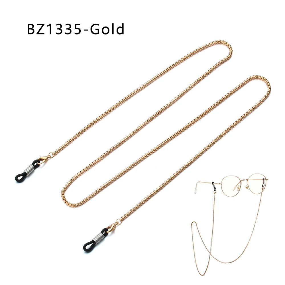 BZ1335-Gold Модные металлические очки цепи женские солнцезащитные очки держатель ожерелье очки для чтения нескользящий ремешок для очков шнуры для аксессуаров - Color: BZ1335-Gold