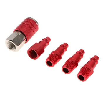 

5Pieces Air Line Hose Compressor Fitting Connectors Quick Release 1/4'' NPT