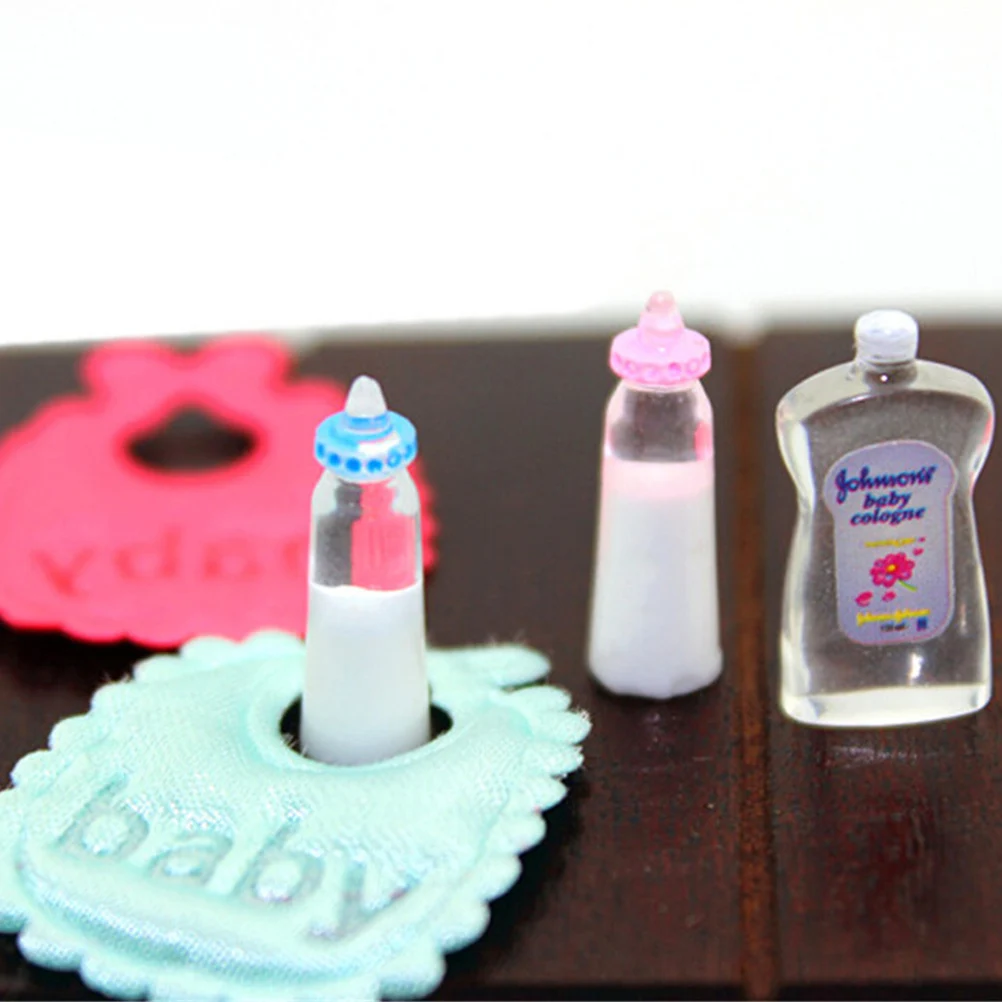 

Baby Bottles Shampoo Bibs Set For 1:12 Dolls House Miniature Nursery Accessory Gift Hot Sale