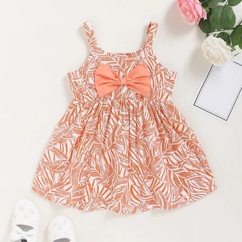 

PatPat 2020 New Summer and Spring Baby Stylish Leaf Allover Sling Dress Sleeveless Dresses