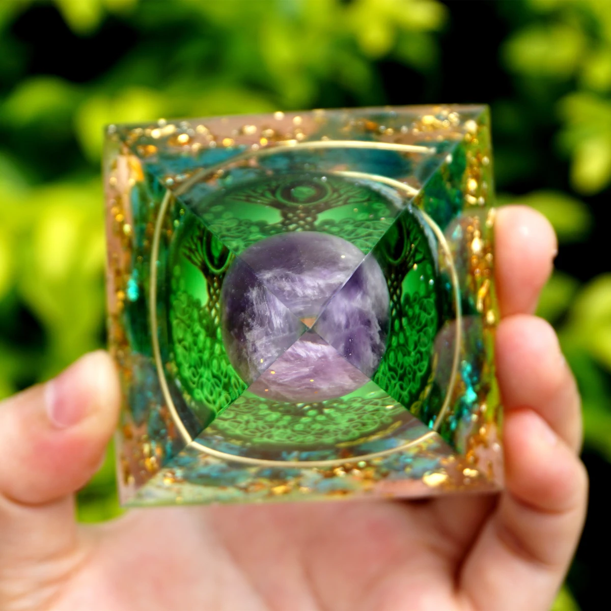 ametista esfera de cristal com quartzo azul
