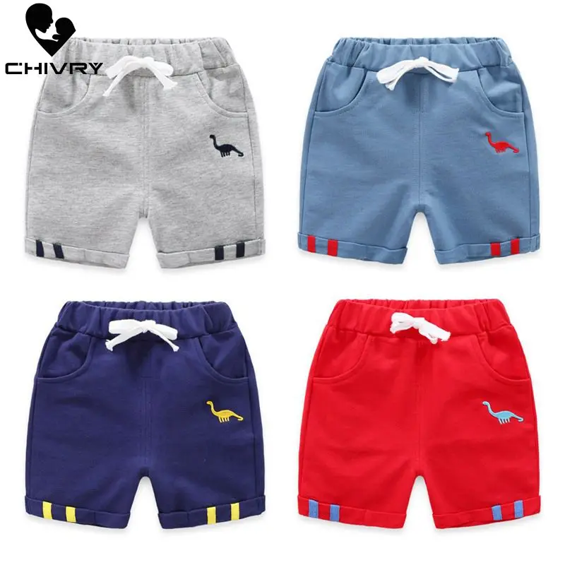 

2021 Kids Boys Summer Fashion Beach Shorts Children Short Pants Kids Baby Boys Dinosaur Print Mid Waist Cotton Shorts Trousers
