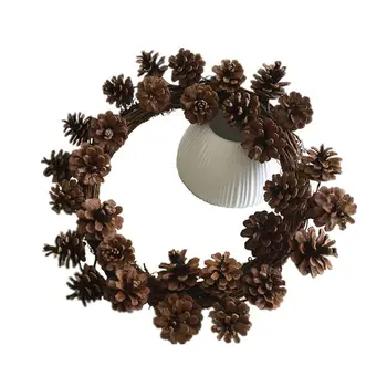 

Artificial Flowers Christmas pine cone Wreath Outdoor for Front Door Décor