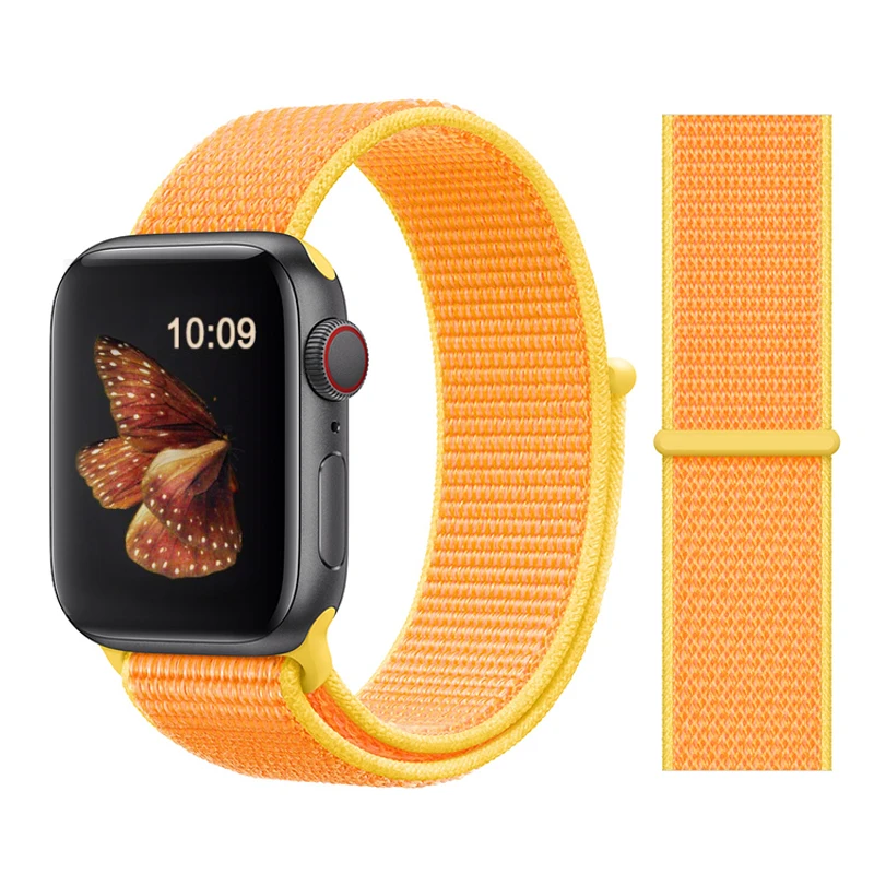 Ремешок для apple watch band 4 5 3 44 мм 40 мм спортивный нейлоновый браслет correa apple watch 42 мм 38 мм iwatch series 5/4/3 ремешок для часов - Цвет ремешка: Canary Yellow