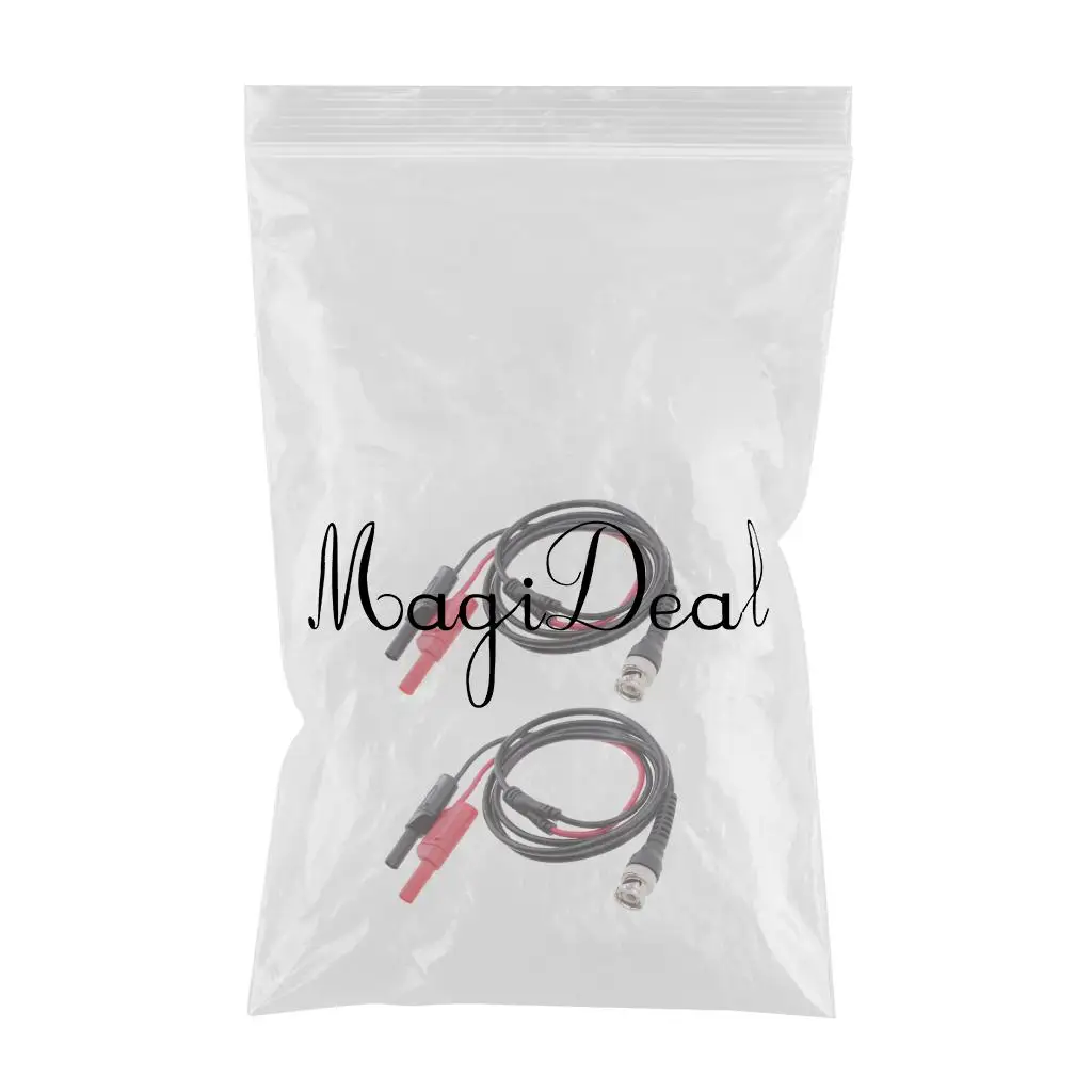 2pc BNC Q9 To Dual 4mm Stackable Shrouded Banana Plug Test Leads Probe Cable