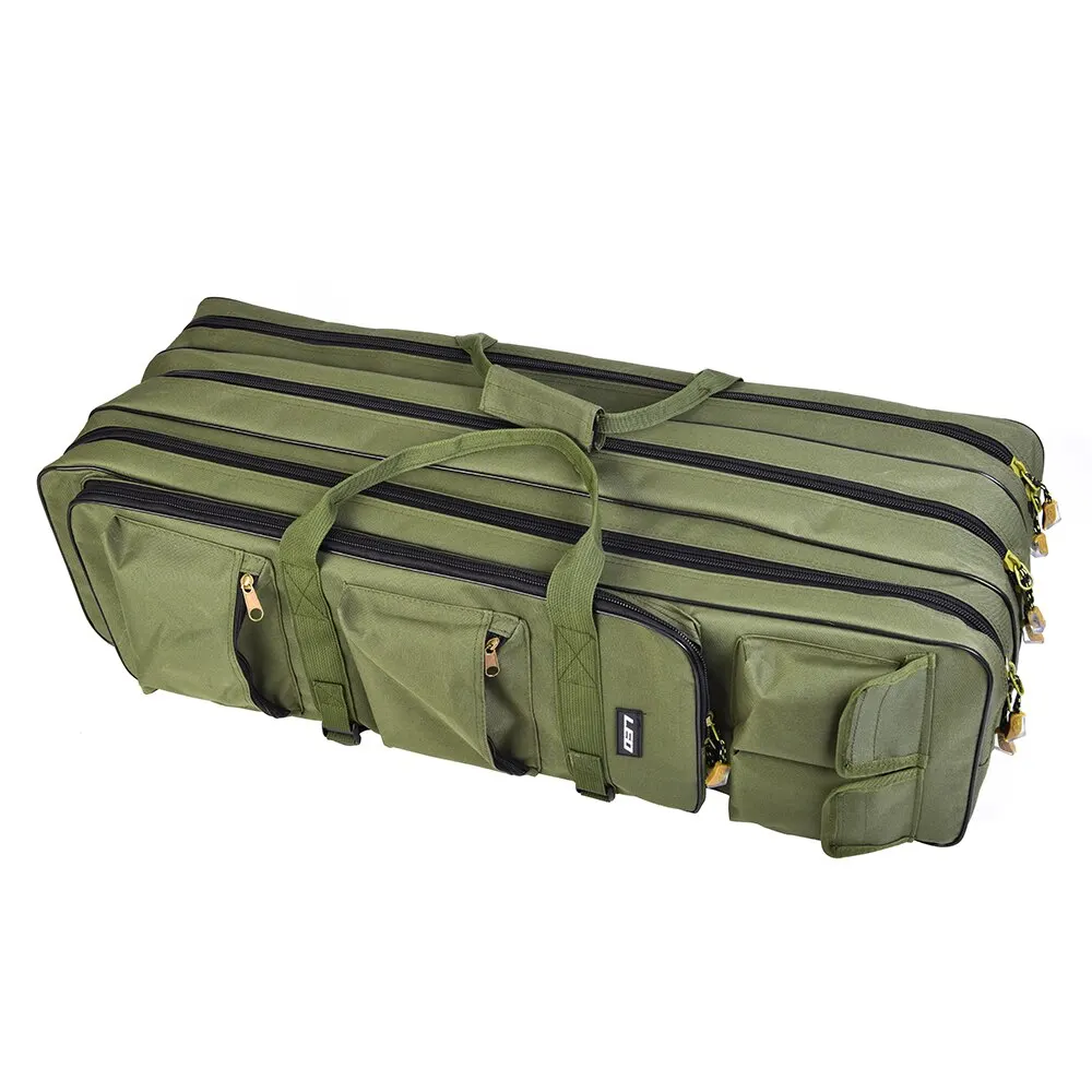 Outdoor Fishing Rod Bag 3 Layer Fishing Bag Backpack 80cm/100cm Fishing Rod Reel Carrier Bag Fishing Pole Tackle Bag Carry Case