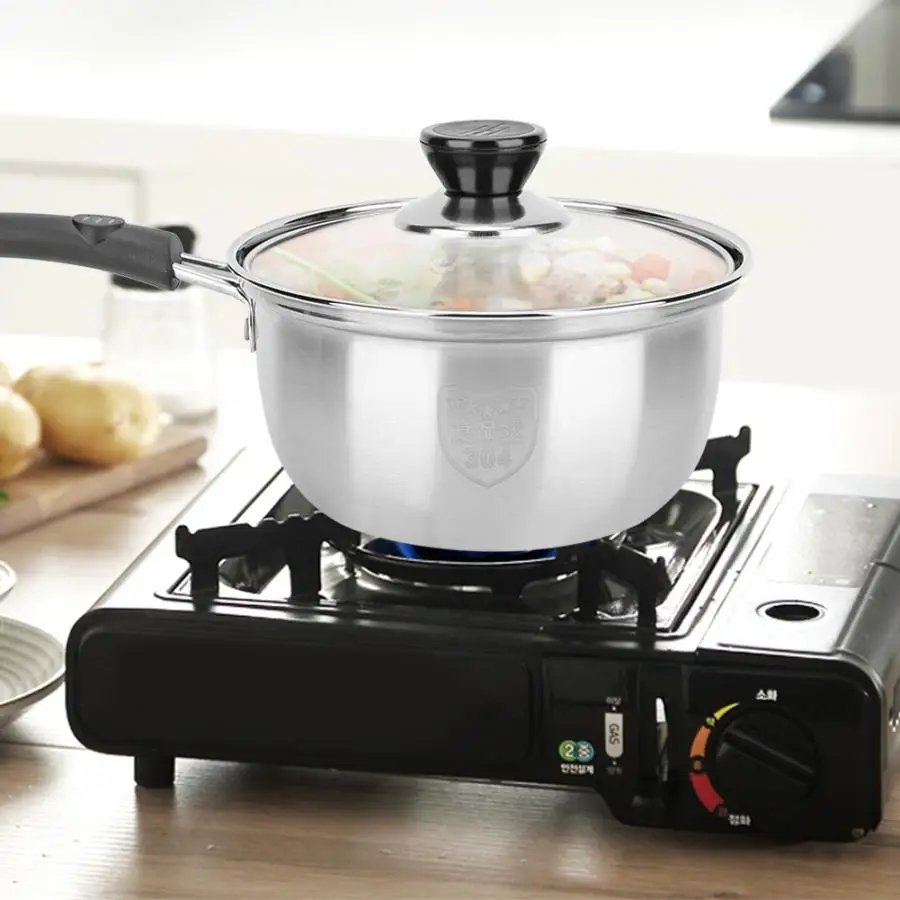 Stainless Steel Thick Milk Pot Non-Stick Cooking Sauce Pan for Home Coffee Shop Restaurant