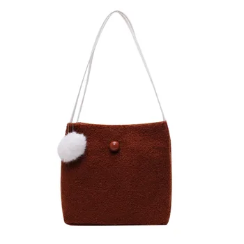 

Velour Shoulder Bag Fashion Women's Retro Solid Color Handbags Female Flap Tote Large Capacity Shopping Phone Torebka Damska