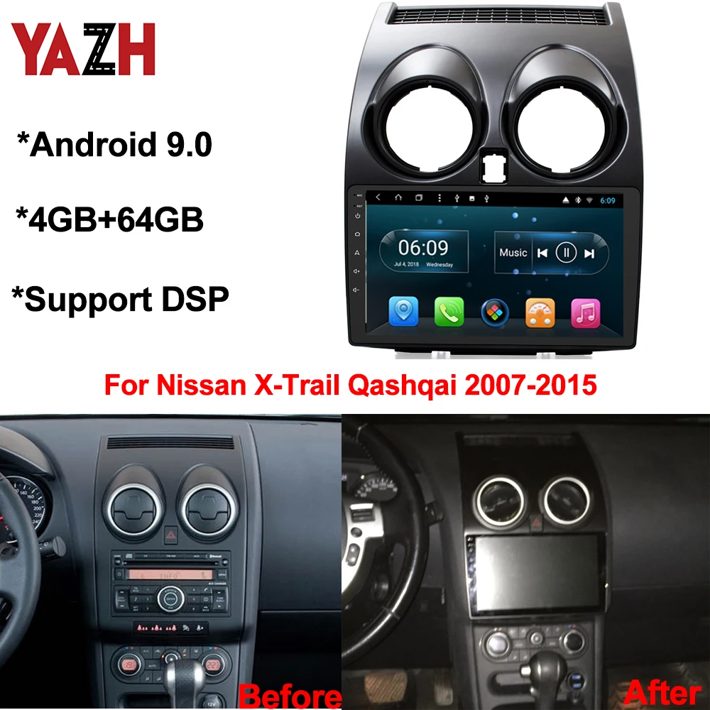 Автомобильный GPS радиоплеер YAZH Android 9 0 для Nissan X Trail Qashqai 2007 2015 с 4 Гб &quotIPS видео