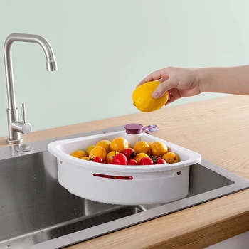 

New Kitchen Sink Storage Basket Multifunctional Drain Design Rotating Folding Storage Telescopic Racks Organizer Drop Shipping