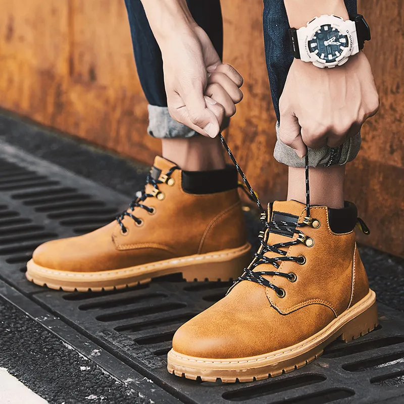 

Autumn Martin Boots Men's British-Style Outdoor Worker Boot Men zhong gao bang Shoes Winter Warm plus Velvet Snow Cotton Boots