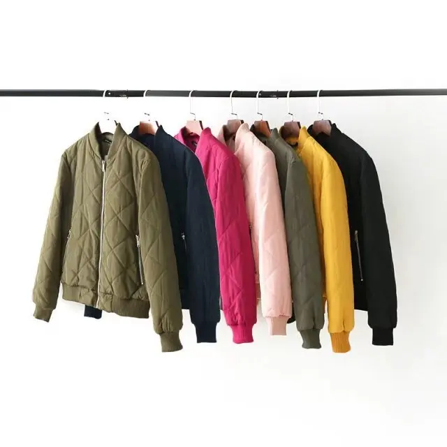 

2019 Autumn And Winter New Style Western Style Rhombus Pattern Thread Joint Multi-color Cotton Coat Women's