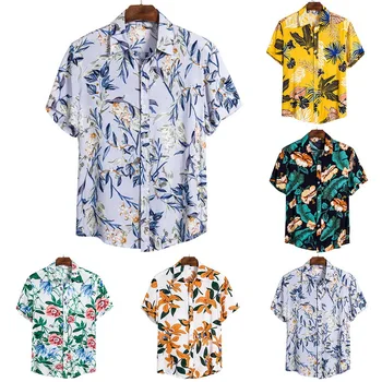 

2020 Summer New men Shirts Men Fashion Printed Short-sleeve Shirts en Hawaiian Casual Wild Shirts Classic One Button Tops