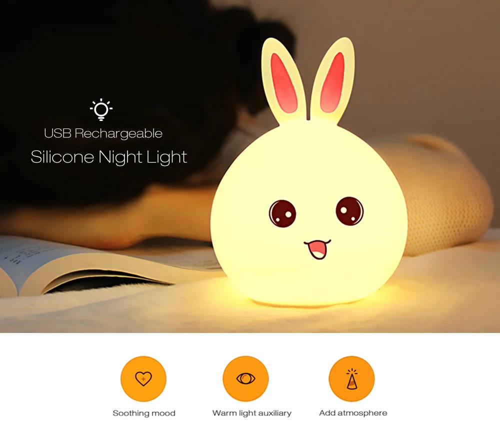 USB Lovely Rabbit Silicone LED Night Light