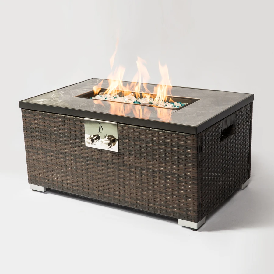 Eindeloos snel Ambassade Outdoor Rotan Gas Fire Tafel, 40,000BTU Gas Vuurkorf Met Tegel Top 32  "Lx20" Wx15 "H|Vuurkorven| - AliExpress