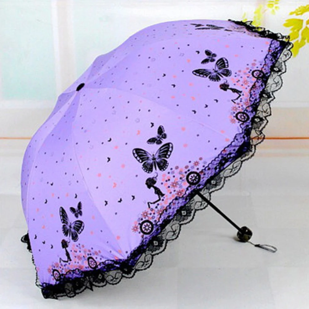 Домашний детский зонтик, портативный зонтик, зонт от солнца, модные мини-дорожные подарки, открытый складной ручной Многоцветный для девочек - Цвет: Purple