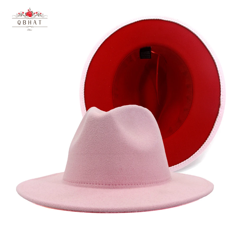 Brim Faux Wool Felt Fedora Hats Women 