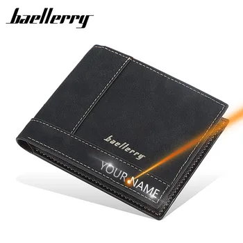 

2020 Men Wallets Name Engraving Fashion Short Male Purse Simple Card Holder Solid Coin Pocket High Quality Male Purse Carteria