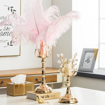 

Wedding Crystal Candle Holder Nordic Romantic Dinner Table Home Nordic Candlestick Luxury Decoracion Hogar Table Decor QMM60ZT