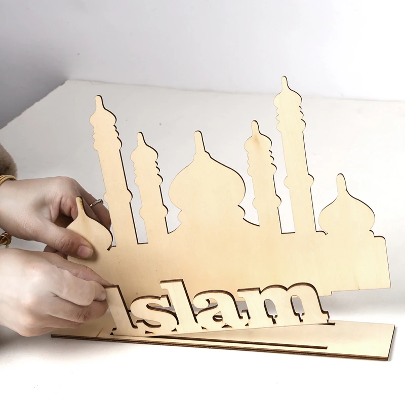 

DIY Wooden Hollow Plywood Muslim Islam Castle Ornament Home Party Decoration