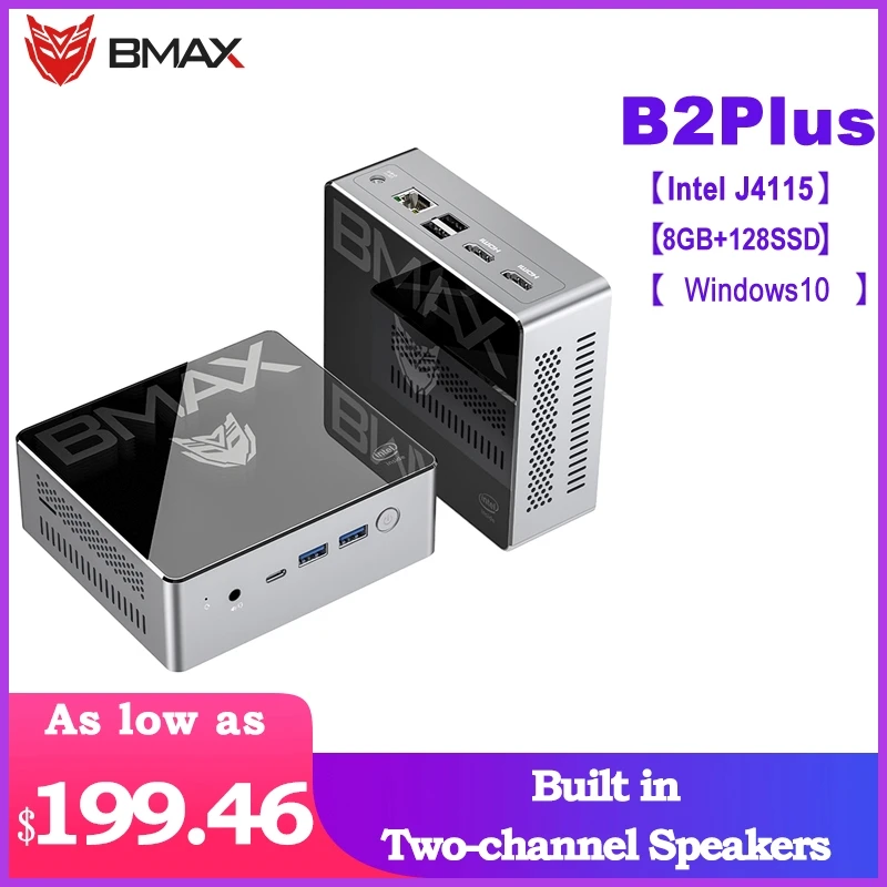 BMAX B2plus портативный настольный мини ПК с Intel 9 го поколения UHD Graphics 600 двойной HDMI интерфейс 8 Гб LPDDR4 + 128 SSD Windows