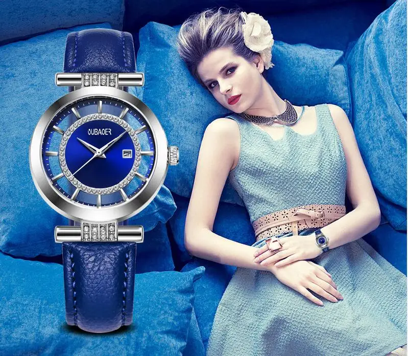 Женские часы-браслет OUBAOER люксовый бренд Montre Femme кожаный ремешок кварцевые часы модные женские часы Relogio Feminino