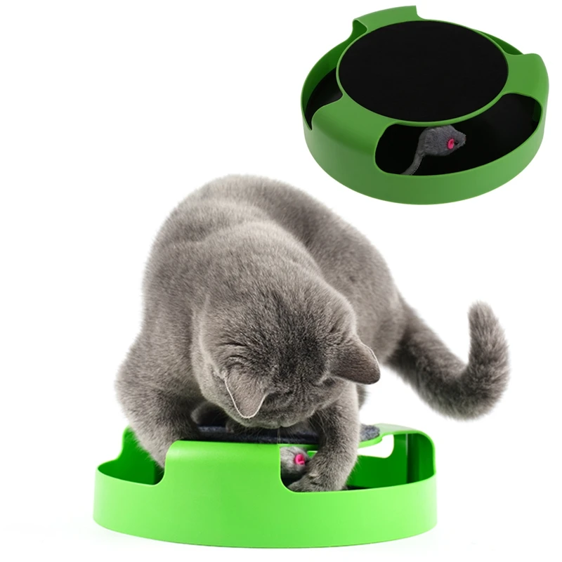 

1pcs Cat Play Toy Pet Kitten Catch The Moving Mouse Plush Scratching Claw Care Mat