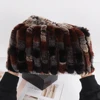 2025 New Lady Real Rex Rabbit Fur Hat Natural Warm Rex Rabbit Fur Hat Scarf Women Hand Knitted Soft Real Rabbit Fur Caps Scarves 6