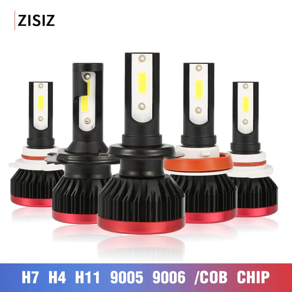 2 шт. Мини светодиодный лампы для фар автомобилей H4 H7 H11 9005 9006 COB Chip Автомобильные