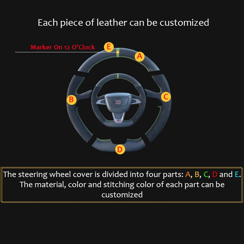 Custom Leather Suede Car Steering Wheel Cover steering wheel cover For Seat Leon Cupra R Leon ST Cupra ST Ateca Ateca FR
