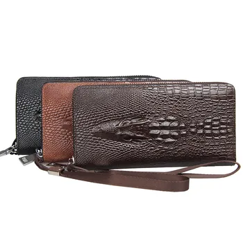 

2020 new men's long wallet crocodile pattern business casual cross-border large-capacity multi-card zipper clutch