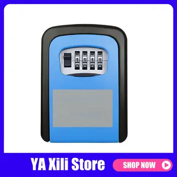 

Key Lock Box Wall Mounted Aluminum Alloy Key Safe Box Weatherproof 4 Digit Combination Key Storage Lock Box Indoor Outdoor