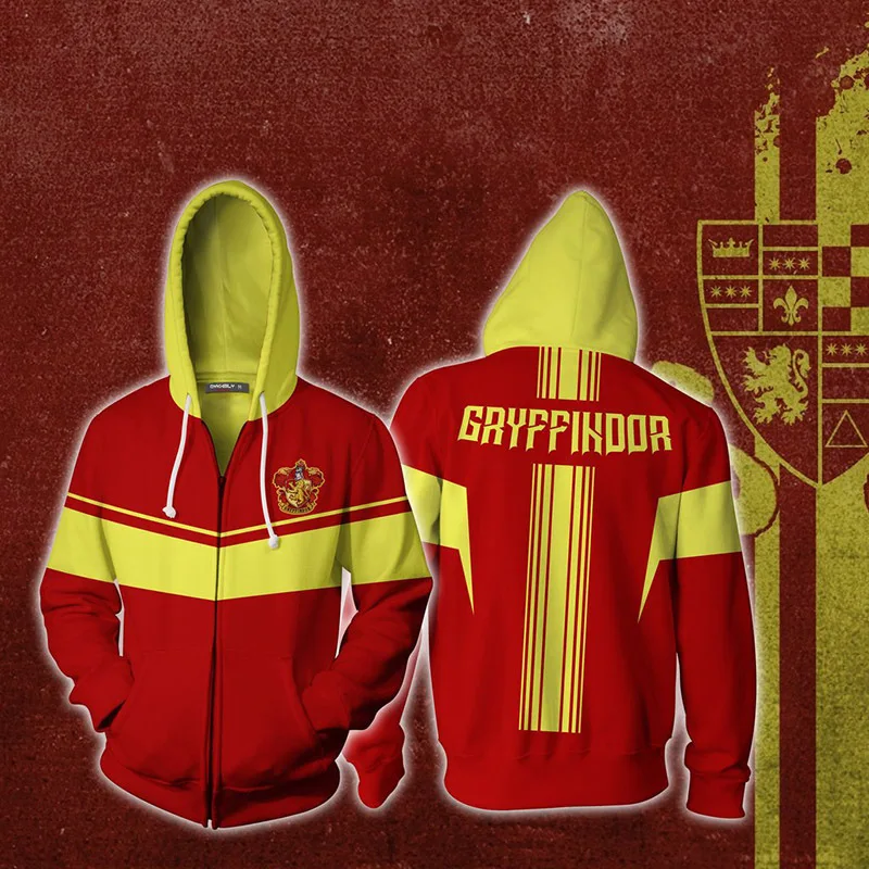 Новейший мужской и женский костюм на молнии Slytherin Ravenclaw, 3D повседневные толстовки, свитшоты, пуловеры, спортивные повседневные куртки на молнии