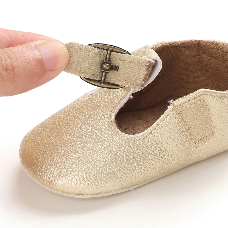 Infant Newborn Baby Girls Princess Non-Slip Floral Border Shoes Toddler Baby Soft PU Leather Prewalker Shoes Solid First Walkers