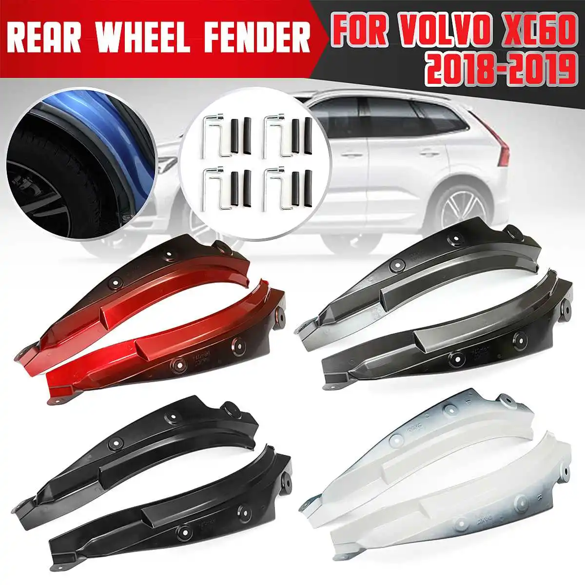 

Pair Car Rear Wheel for Fender Rear Mudguards Mudflaps Tire Wheel for Fenders For Volvo XC60 2018-2019