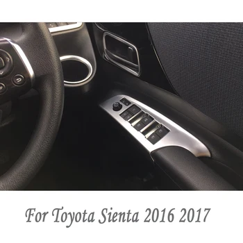

2 Pieces For Toyota Sienta 2016 2017 XP170 ABS Chrome Matte Interior Front Door Armrest Window Lift Switch Panel Cover Trim