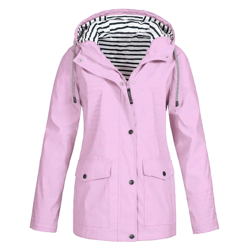 Pink Loozykit Sfit Женская куртка с капюшоном однотонная теплая Модная полосатая верхняя одежда для альпинизма Водонепроницаемая дышащая куртка - Цвет: Pink